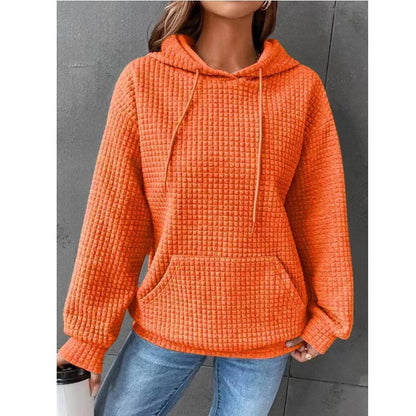 Soft Cozy Women’s Hoodie Sweater - Waffle Knit Layering