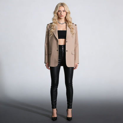 Oversized Women’s Blazer – Asymmetric, Polished, Polyester, Office Wear Essential