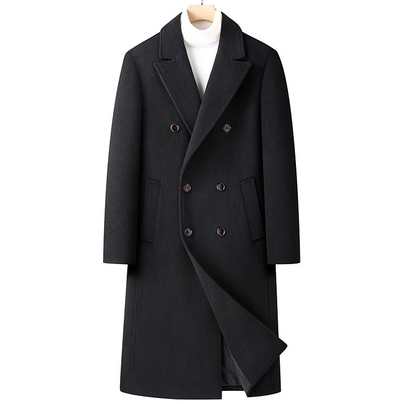 Warm Structured Overknee Wool Coat - Double Breasted, Winter