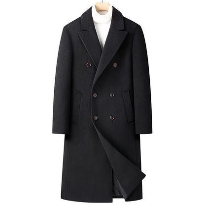 Warm Structured Overknee Wool Coat - Double Breasted, Winter