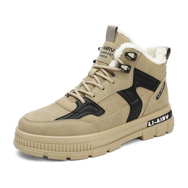 Insulating Men's Ankle Boots - High Top Faux Fur, PU Winter