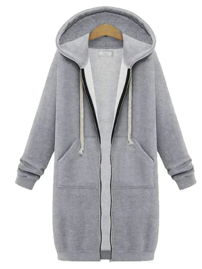 Warm Cozy Women’s Zip-Up Hoodie - Longline, For Cold Days