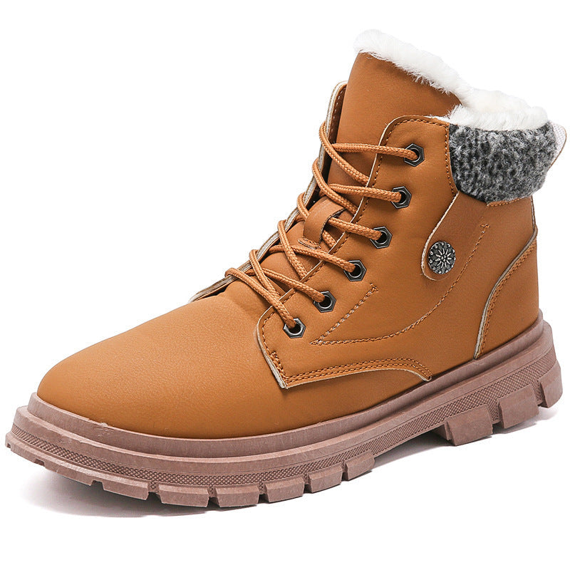 Waterproof Men's Short Boots - Lace Up PU, Insulated