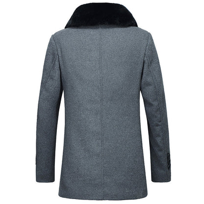 Warm Men's Wool Coat - Tailored Mid Thigh, Wool, For Winter