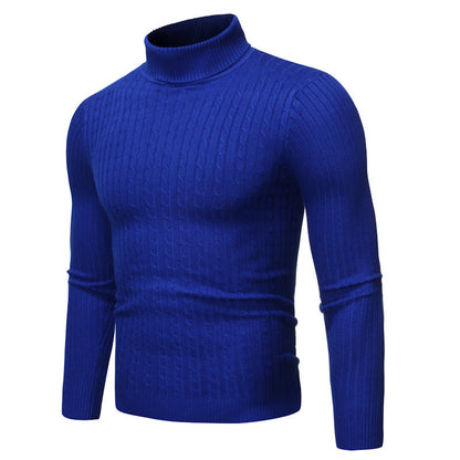 Eng anliegender Herren-Rollkragenpullover – Slim Fit, Zopfmuster, Winter