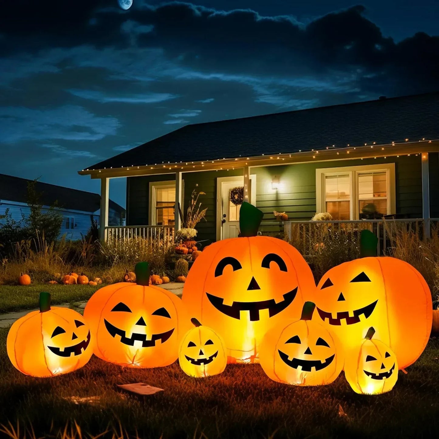 7ft Halloween Inflatable Pumpkin Decoration with LED Lights – Outdoor Yard Display, Easy Setup