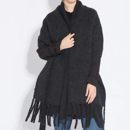 Oversized Women Scarf - Long Fringed Fluffy Wool Winter