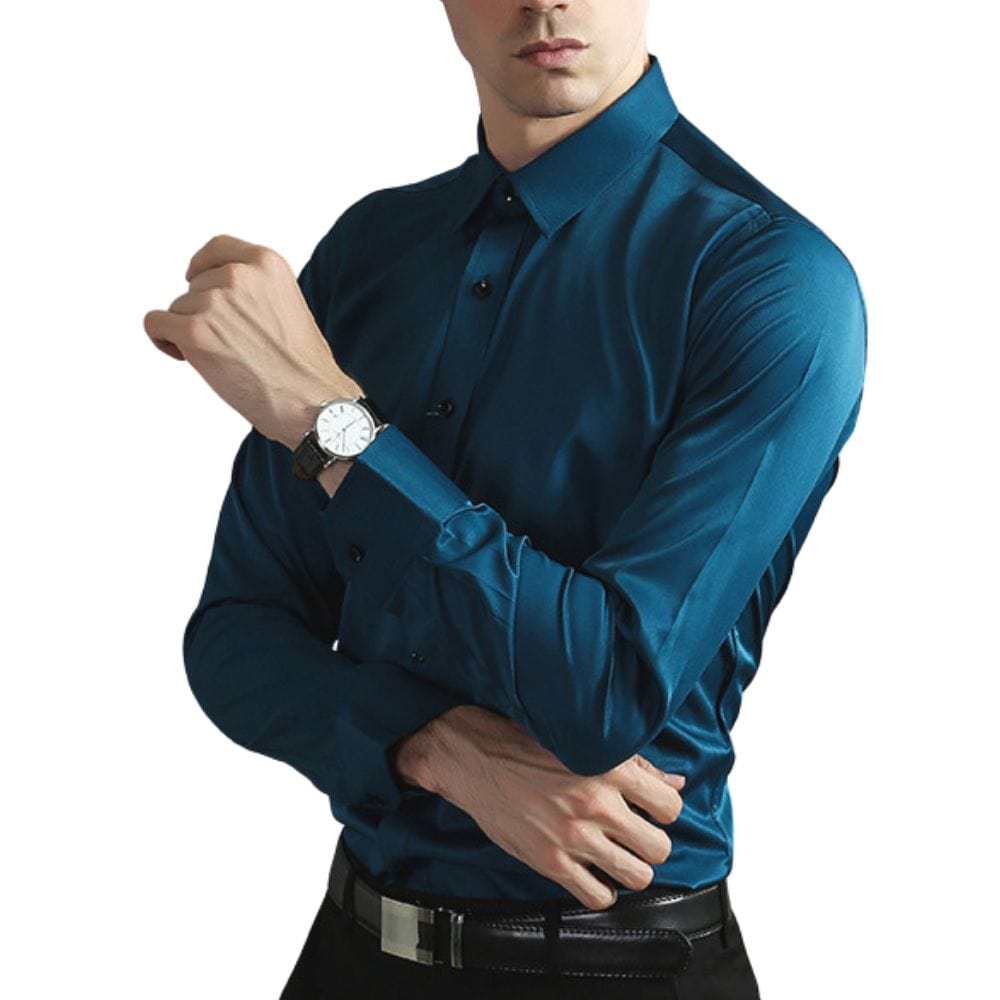 Variant image for Men's Elastic Comfort Dress Shirt, Wrinkle-Free, Breathable Fabric, Quick Drying, Regular Fit for All Occasions-36
