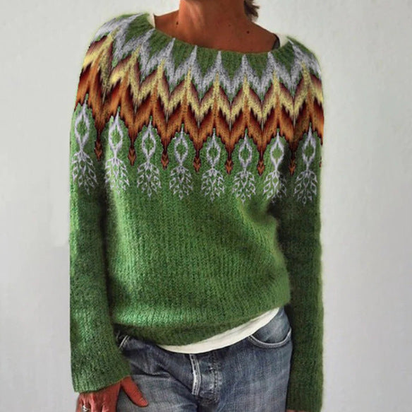 Pull doux pour femme à col rond - Coupe décontractée, maille duveteuse