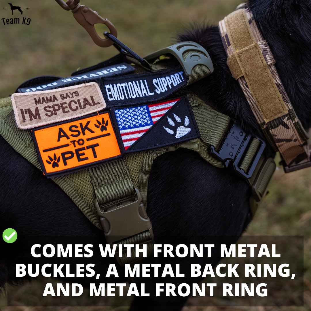 Tactical Dog Harness No-Pull With Front And Back D-Rings Quick-Release Buckles Top Handle Heavy-Duty Training
