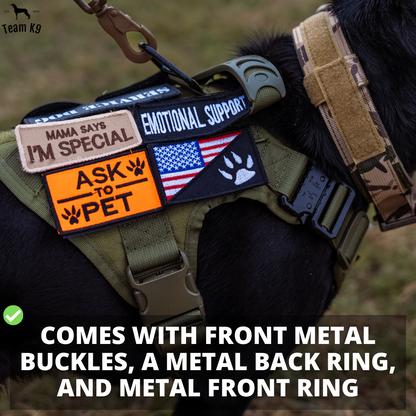 Tactical Dog Harness No-Pull With Front And Back D-Rings Quick-Release Buckles Top Handle Heavy-Duty Training