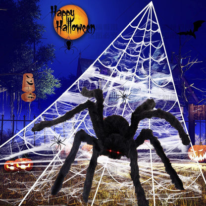 Spider Web Halloween Decoration Set With Large Spider