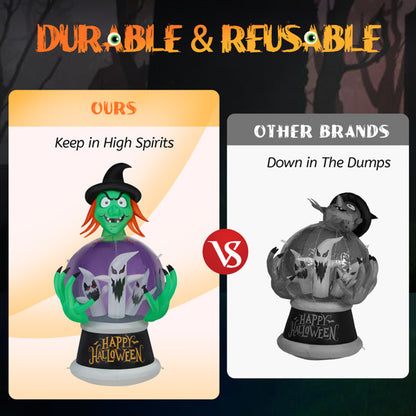 Strega Gonfiabile Palla di Cristallo 5.9ft Decorazione di Halloween 2025