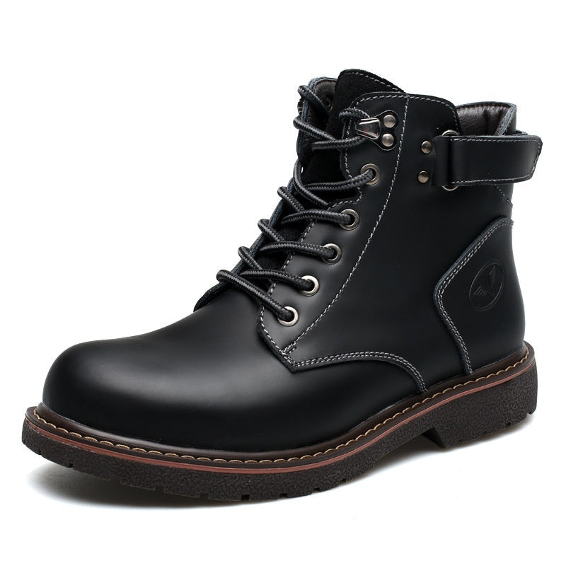 Warm Classic Men Boots - Mid-Top, PU Leather, For Winter
