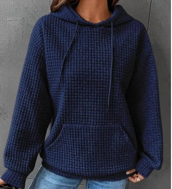 Soft Cozy Women’s Hoodie Sweater - Waffle Knit Layering