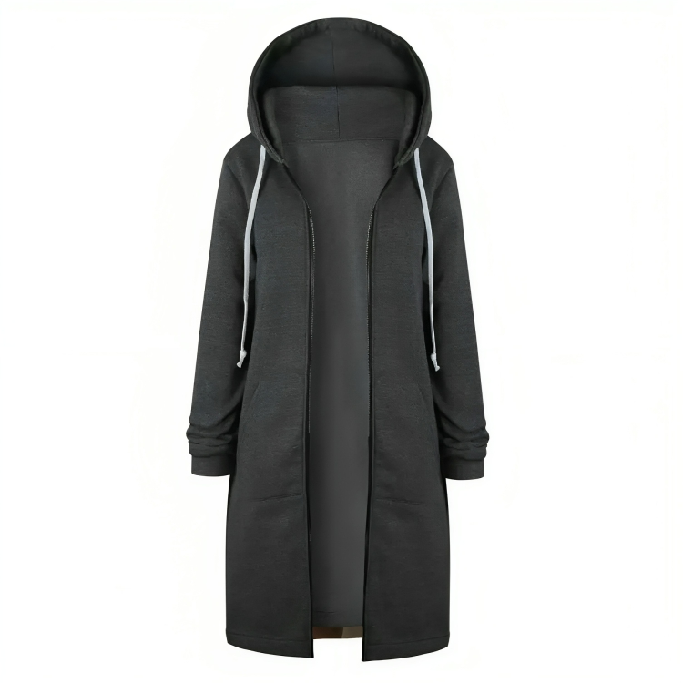 Soft Women Long Zip Hoodie - Relaxed Fit, Cotton Blend