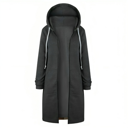 Soft Women Long Zip Hoodie - Relaxed Fit, Cotton Blend