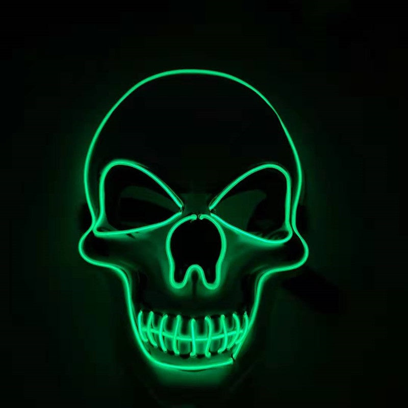 LED Glowing Skull Mask - Halloween Costume Accessory, Adjustable Fit for Parties & Events, Eye-Catching Light Modes