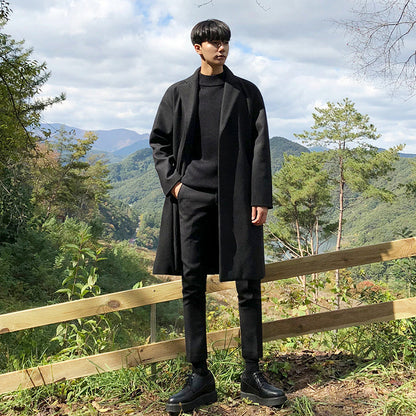 Warm Classic Men's Wool Coat - Mid Length, Wool Winter