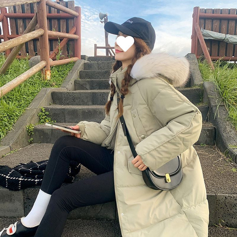 Insulating Women’s Long Down Puffer Coat - Quilted Cotton