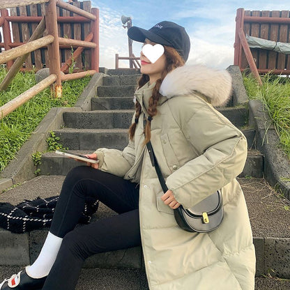 Insulating Women’s Long Down Puffer Coat - Quilted Cotton