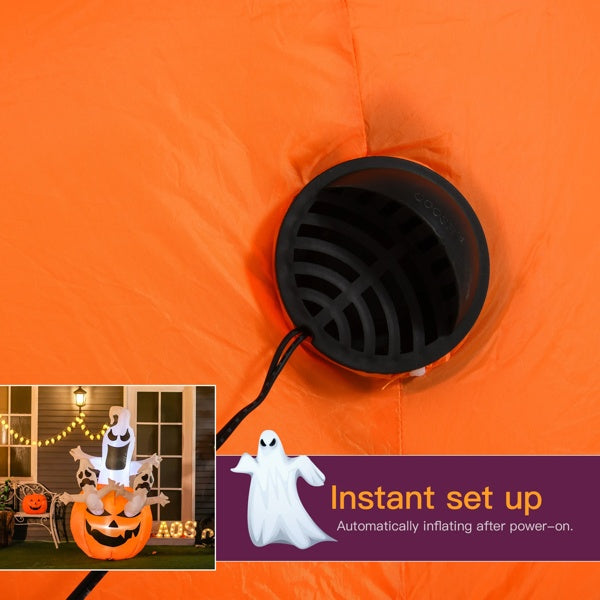Halloween Inflatable Decoration Pumpkin With Ghosts LED