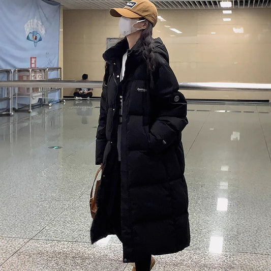 Insulating Women Long Puffer Coat - Relaxed Cotton Winter