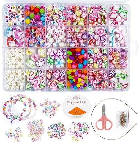 Kit per creare gioielli artigianali con perline fai-da-te per ragazze - Set di perline creative per bracciali, anelli e collane