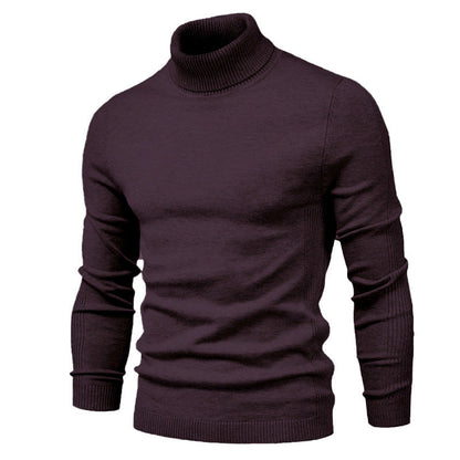 Blød herre rullekrave sweater - slim fit viskose vinter