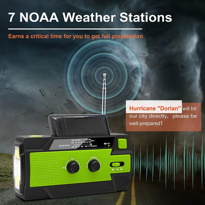 Emergency Weather Radio Solar Powered Hand Crank NOAA Alerts AM FM USB Fall 2025 Ready Backup Power For Storms