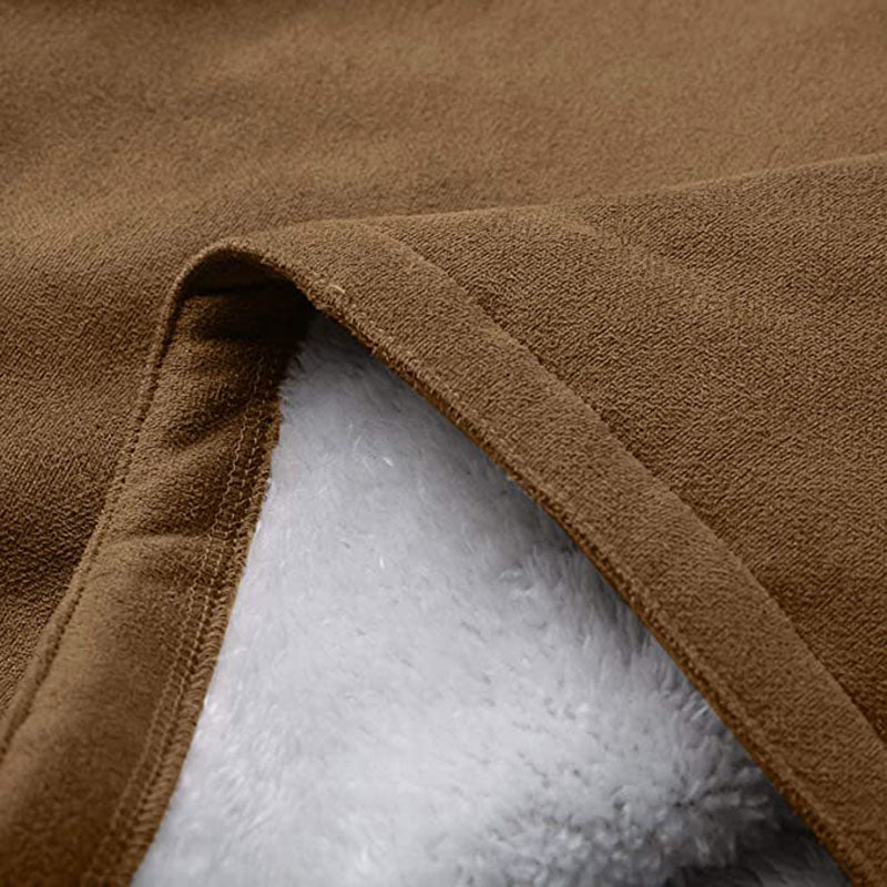 Warm Womens Winter Jacket - Hooded Mid-Thigh, Suede