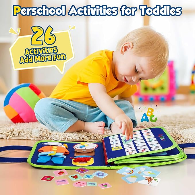 Montessori Toddler Busy Learning Board - Activity Toy for Fine Motor Skills, Perfect Christmas Gift for Ages 1-4