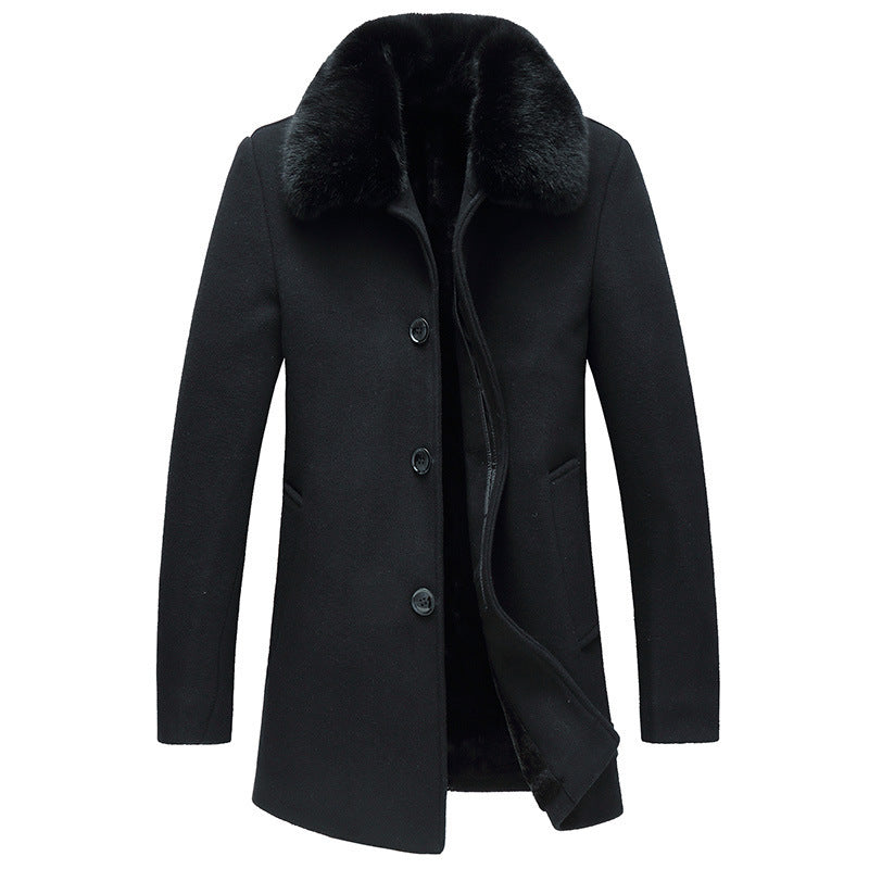 Warm Men's Wool Coat - Tailored Mid Thigh, Wool, For Winter