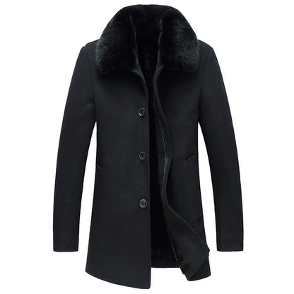 Warm Men's Wool Coat - Tailored Mid Thigh, Wool, For Winter