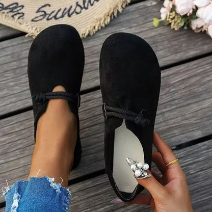 Soft Women's Shoes - Round-Toe Flat Lace-Up, Suede, Versatile Daily Use With Cushioned Lining