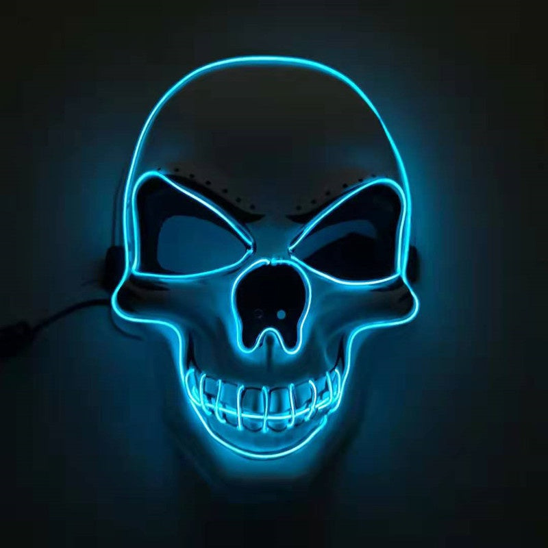 LED Glowing Skull Mask - Halloween Costume Accessory, Adjustable Fit for Parties & Events, Eye-Catching Light Modes