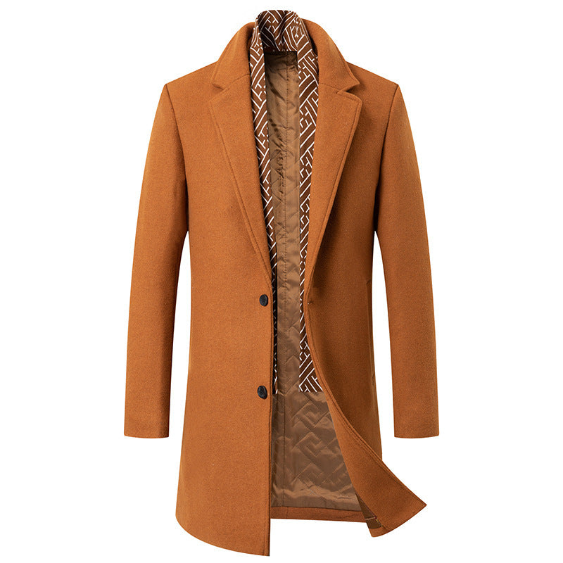 Warm Mens Wool Coat - Mid Length Structured Cut, Winter