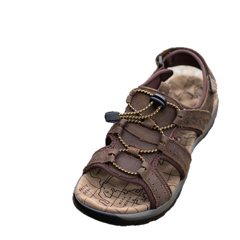 Lightweight men's sandals - open-toe, microfiber leather, casual summer footwear