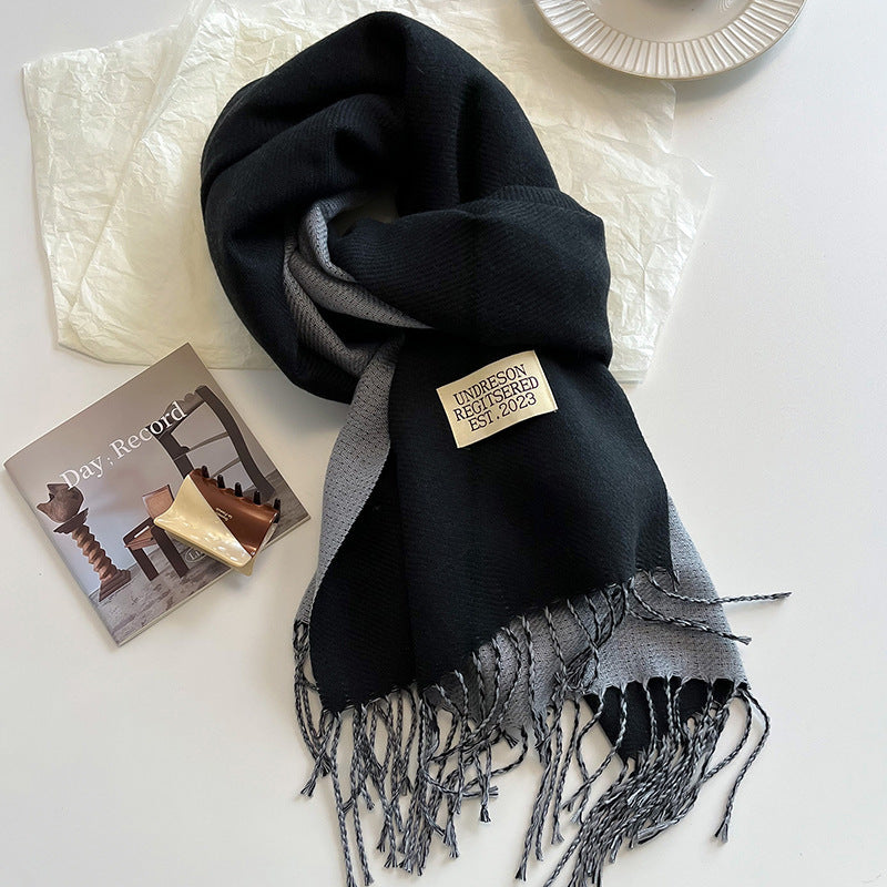 Warm Women Scarf - Reversible Fringed Cashmere Winter