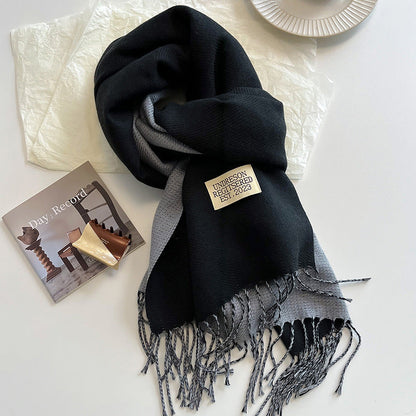 Warm Women Scarf - Reversible Fringed Cashmere Winter