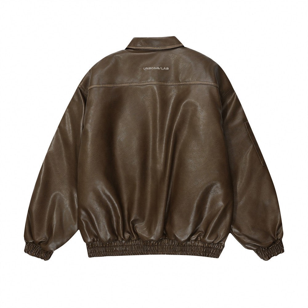 Chaqueta de motociclista desgastada y resistente para hombre - Cuero PU desgastado, uso diario casual