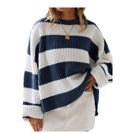 Oversized Women Sweater - Boxy Cropped Ribbed For Spring