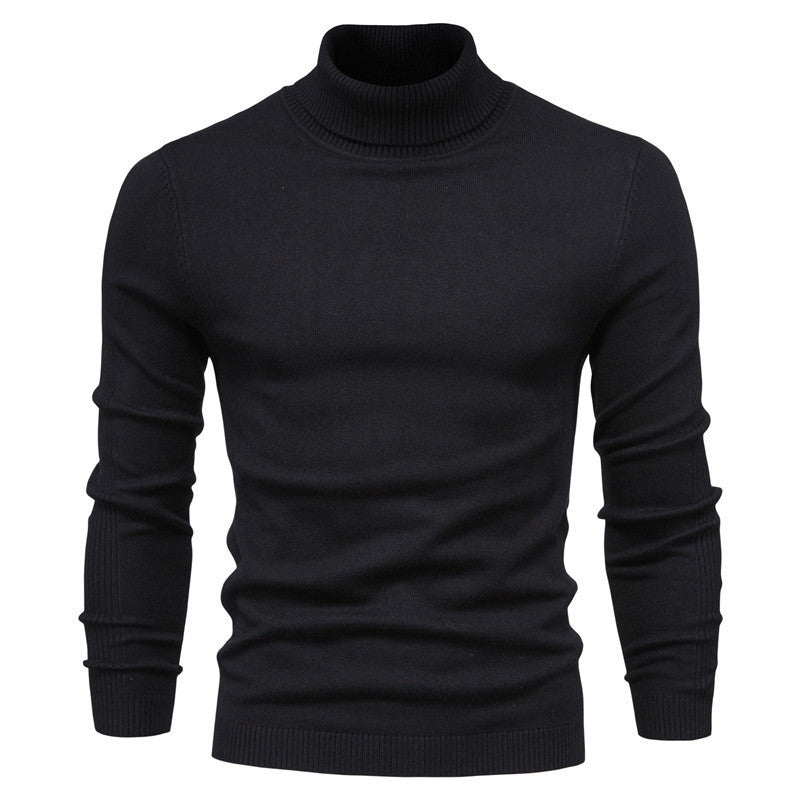 Blød herre rullekrave sweater - slim fit viskose vinter