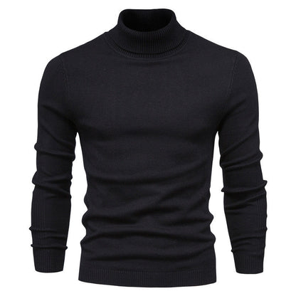Blød herre rullekrave sweater - slim fit viskose vinter