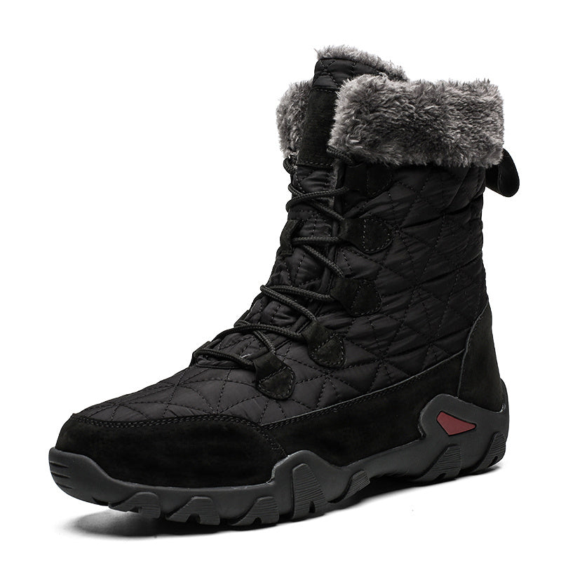 Waterproof Men's Snow Boots - Quilted Pigskin Ankle, Lined
