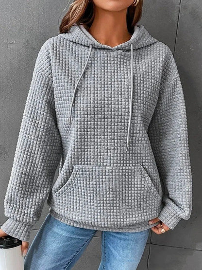 Soft Cozy Women’s Hoodie Sweater - Waffle Knit Layering