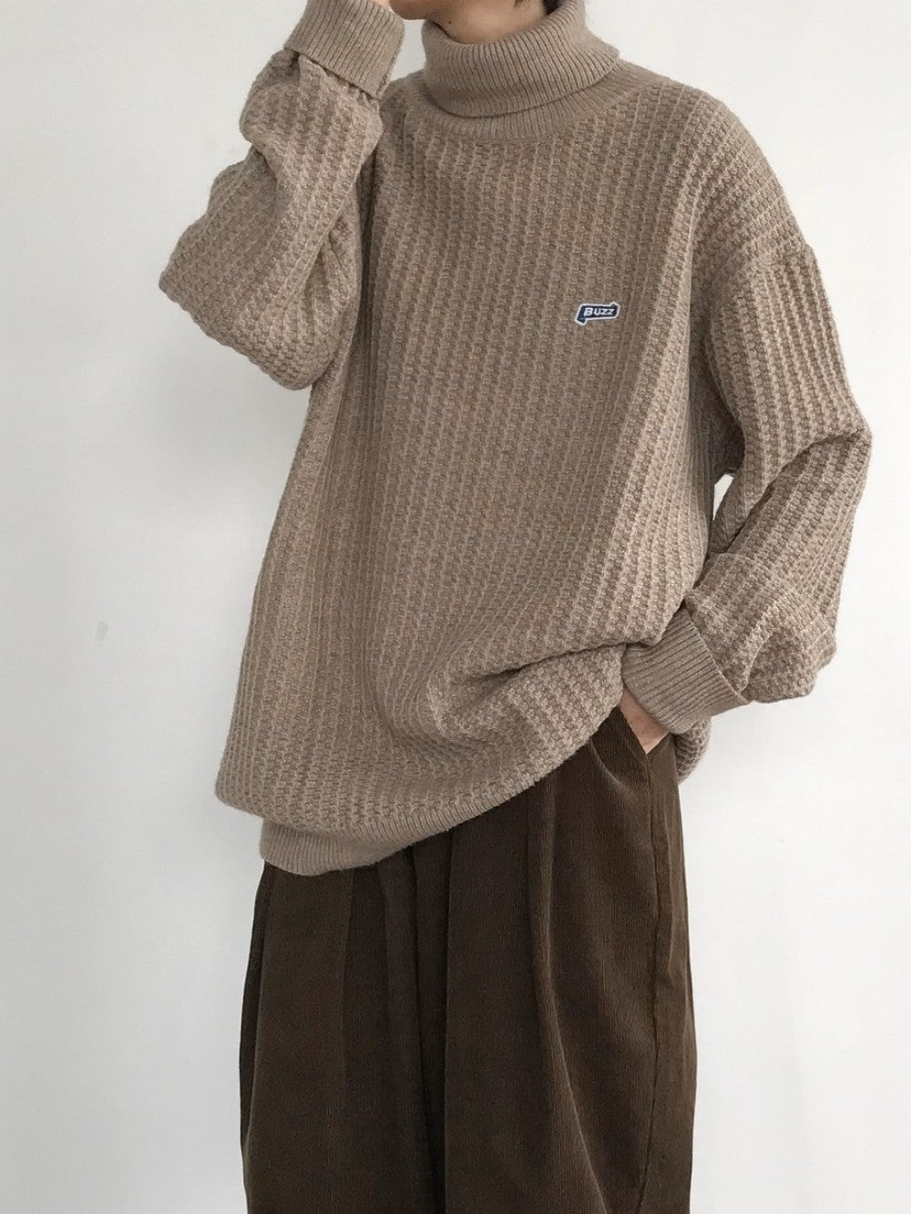 Oversized Unisex Sweater – Turtleneck, Knit, For Layering
