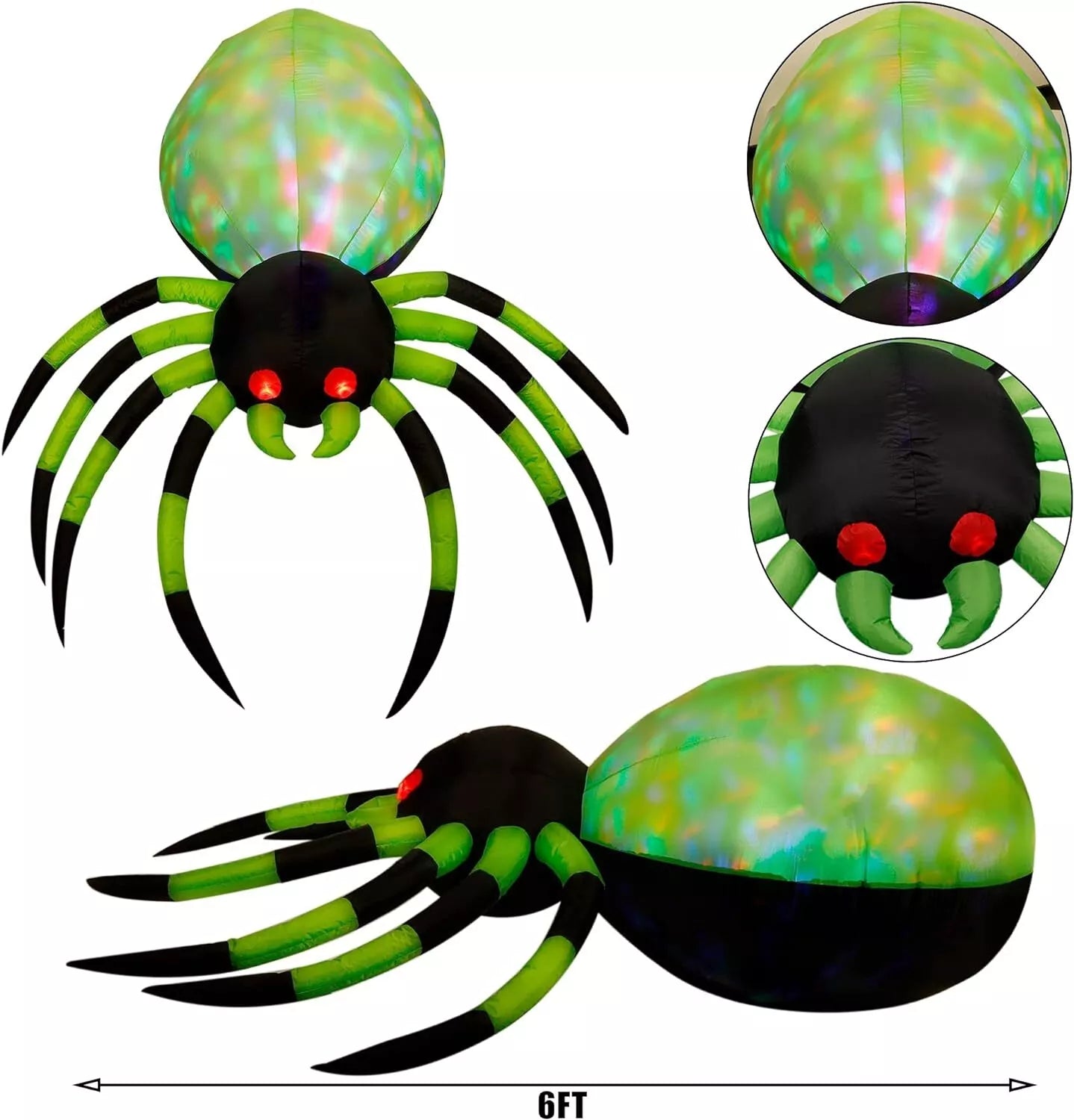 8ft Wide Halloween Inflatable Spider with LED Lights – Spooky Outdoor Yard Decoration