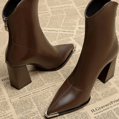 Unterstützende Damen-Stiefeletten - Spitz zulaufende Zehen, Kunstleder