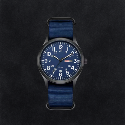 Durable Men’s Hiking Watch – Waterproof Stainless Steel Case, Nylon Strap, 42mm – Green Black